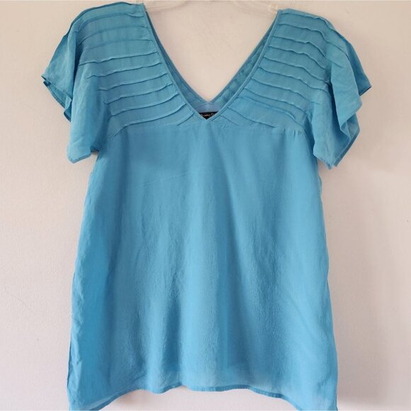 MASSIMO DUTTI | Silk Blouse Aqua Blue Sz LARGE - Picture 2 of 5